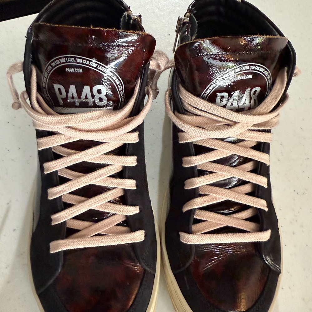 P448 High-Top Sneakers with Pink and Black Accents